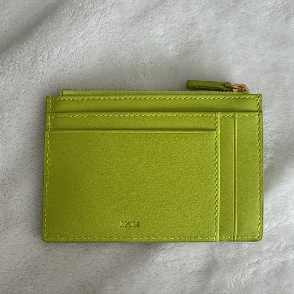 MCM Neon Green Card Mini Wallet - Picture 2 of 3